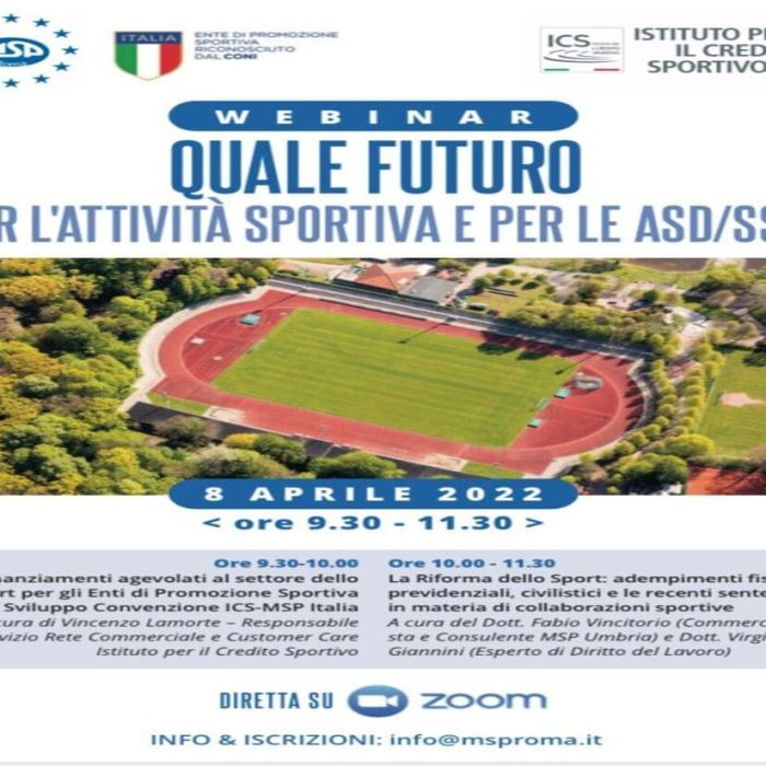 Webinar 8 aprile 2022: quale futuro per l’attività sportiva e per le asd/ssd