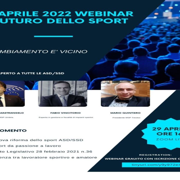 Webinar 29 aprile 2022: il futuro dello sport, il cambiamento è vicino